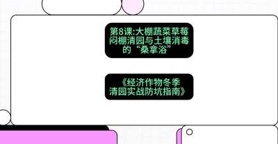 第8节：【大棚蔬菜草莓】闷棚清园与土壤消毒的&ldquo;桑拿浴&rdquo;，课程：《经济作物冬季清园&middot;实战防坑指南》#识农AI